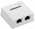 Розетка инф. настенная RJ45 кат. 5Е FTP 2 порта GENERICA Розетка инф. настенная RJ45 кат. 5Е FTP 2 порта GENERICA