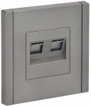 Розетка 2гн комп+ТФ RJ45+RJ11 с/у сталь кат.5E FP535 FORTE&PIANO IEK (1/10/100)