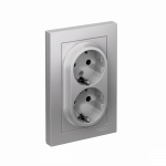 Розетка 2гн с З/К с/у алюминий в сборе 16А AtlasDesign Systeme Electric (1/6) Розетка 2гн с З/К с/у алюминий в сборе 16А AtlasDesign Systeme Electric (1/6)