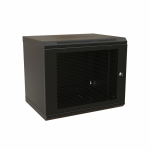 WRline Шкаф настенный 19-дюймовый (19"), 12U, 650x600х600мм, перфорированная металлическая дверь с замком, цвет черный (RAL 9004) (разобранный)