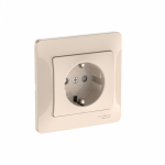 GLOSSA РОЗЕТКА с заземлением со шторками, 16А, в сборе, БЕЖЕВЫЙ