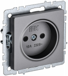 Розетка 1гн без З/К шторки с/у сталь механизм 10А РСш10-2-БрС BRITE IEK (10/100)
