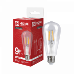 Лампа светодиодная LED-ST64-deco 9Вт 230В Е27 4000К 1140Лм прозрачная IN HOME
