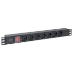 Блок розеток PDU TERACOM PRO 19" 1U 10А/250В 7 розеток Schuko с выключателем без шнура питания входной разъем C14 корпус алюминий черный