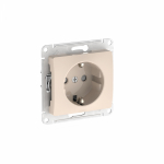 GLOSSA РОЗЕТКА с заземлением со шторками, 16А, механизм, БЕЖЕВЫЙ