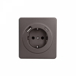 Розетка 1гн USB+tapeC шторки с/у титан механизм 5В/2,4А 5В/3А MIELE ROUND 16А KRANZ (1/80)