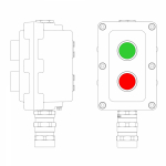Взрывонепроницаемый пост управления из алюминия LCSD-02-B-MC-P1G(11)x1-P1R(11)x1-PCMB-KA3MHK