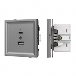 Механизм USB розетки SCT-TENDO-MUAC-PL-GR (5V, 3A, QC3) (Arlight, Графитовый)