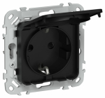 FLITE Роз. с з/к/ш кр б/к 16А IP44 РСшкр11-1-44-ФлЧ чер. IEK