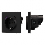 Механизм розетки с USB зарядкой SCT-NOBE-MUAC-SFPL-BK (230V, 16A) (Arlight, Черный оникс)
