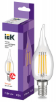Лампа светодиод 7Вт свеча на ветру Е14 3000К 840Лм филамент прозр IEK (10/100)