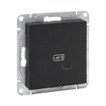 Розетка USB-С, быстрая, чёрная Эпика EKF