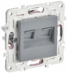 Розетка 2гн комп+комп RJ45+RJ45 с/у серый кат.5E механизм SK-K03Gr SKANDY IEK (1/10/100)