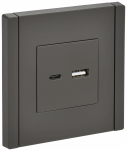 Розетка 2гн USB+USB A+C с/у серый 3,1А FP350 FORTE&PIANO IEK (1/10/100)