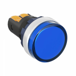 Лампа индикаторная в сборе 1 источник света синяя круглая линза, плоская 220В AC/DC d22.2мм СВЕТОДИОД. (LED) IP68 DKC Mitra