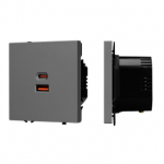 Механизм розетки с быстрой USB зарядкой SCT-NOBE-MUAC-SFPL-FC-GR (65W, QC3) (Arlight, Серый базальт) Механизм розетки с быстрой USB зарядкой SCT-NOBE-MUAC-SFPL-FC-GR (65W, QC3) (Arlight, Серый базальт)