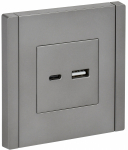 Розетка 2гн USB+USB A+C с/у сталь 3,1А FP550 FORTE&PIANO IEK (1/10/100)