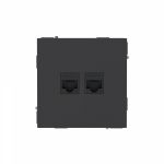 Компьютерная розетка RJ-45 без шторки, кат.5е двойная, KANT, черный уголь Компьютерная розетка RJ-45 без шторки, кат.5е двойная, KANT, черный уголь