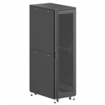 Шкаф напольный разобранный 19   IT-CQE-N 42U 600x1000мм, крыша с вырубкой, дверь стекло и двойная сплошная металл, двойные боковые панели, черный RAL9