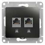 Розетка 2гн комп+комп RJ45+RJ45 с/у антрацит механизм кат.5е Glossa Systeme Electric  (1/10)