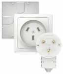 Разъем РШ-ВШ 32А 250В 2Р+PE о/у +подъемная коробка пластиковый белый Blanca Systeme Electric (1/6)