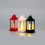 Фонарь декоративный (фигура) со свечкой 5,5x5,5x12,5см, цвет корпуса белый/красный/ черный, цвет свечения теплый белый, питание 3xLR1130 (в комплекте)