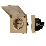 ARL NOBE Розетка зк со шторками и крышкой софт-тач золотой песок SCT-MCP-SFPL-GD (250V, 16A) (Arlight, -)