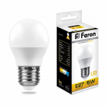 Лампа светодиодная, (5W) 230V E27 2700K G45, LB-38