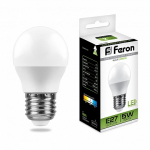 Лампа светодиодная, (5W) 230V E27 4000K G45, LB-38