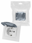 Розетка 2П+З с крышкой 16А 250В IP44 белая "Таймыр" (бакелит, пром.упак) TDM