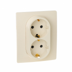 Розетка 2гн с З/К с/у крем винт.клем. в сборе 16А Etika Legrand  (1/10)