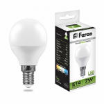 Лампа светодиодная,  (7W) 230V E14 4000K G45, LB-95