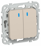 FLITE Выключ. 2-кл. прох. с инд. 10А ВС62-1-1-ФлЛ льн. IEK