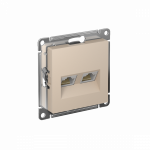 Розетка 2гн комп+комп RJ45+RJ45 с/у песочный механизм AtlasDesign Systeme Electric  (1/10)