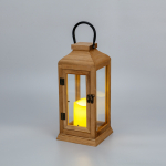 Фонарь декоративный со свечкой, корпус из дерева, коричневый, 15x15x38cм, теплый белый NEON-NIGHT Фонарь декоративный со свечкой, корпус из дерева, коричневый, 15x15x38cм, теплый белый NEON-NIGHT