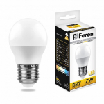 Лампа светодиодная,  (7W) 230V E27 2700K G45, LB-95