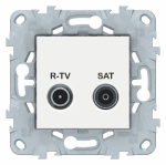 Розетка 2гн ТВ/радио+спутник TV/R+SAT одиночная с/у белый механизм Unica NEW Schneider Electric