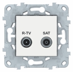 Розетка 2гн ТВ/радио+спутник TV/R+SAT проходная с/у белый механизм Unica NEW Schneider Electric