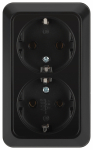 Розетка Intro Quadro 2-204-05 двойная с заземлением 2х2P+E Schuko 16А-250В IP20 ОУ антрацит Розетка Intro Quadro 2-204-05 двойная с заземлением 2х2P+E Schuko 16А-250В IP20 ОУ антрацит
