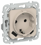 FLITE Роз.с з/к/ш 16А USB AC 20Вт РСЮшс11-0-ФлЛ льн. IEK