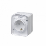 Розетка 1гн с З/К с крыш. шторки о/у белый 16А IP54 AtlasDesign Profi54 Systeme Electric(1/12/96)