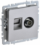 Розетка 2гн комп+ТВ RJ45+TV с/у алюминий механизм кат.5е РТВ/РК12-БрА BRITE IEK (1/10/100)
