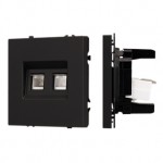 ARL NOBE Розетка компьютерная двойная софт-тач черный оникс SCT-MPC2-SFPL-BK (2хRJ-45, CAT6) (Arlight, -)