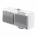 Блок 1кл + 1гн с З/К о/у серый 10А IP54 5-701-03 Atlantic Intro (1/5)
