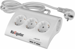 Удлинитель 5гн с З/К 1,8м+2хUSB шторки белый 16А ПВС 3х1 NPE-USB-05-180-ESC-3x1 Navigator  (1/30)