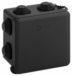 Коробка разветвит 80х80х50 о/у черная с 7 гермовводами под монтажный пистолет безгалогенная (HF) IP55 KOR-80-80-50-7gv-MP-B ЭРА (1/100) Коробка разветвит 80х80х50 о/у черная с 7 гермовводами под монтажный пистолет безгалогенная (HF) IP55 KOR-80-80-50-7gv-MP-B ЭРА (1/100)