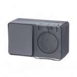 Блок 1кл + 1гн с З/К с крыш. шторки о/у антрацит IP54 AtlasDesign Profi54 Systeme Electric(1/6/48)