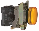Лампа индикаторная в сборе 1 источник света оранжевая круглая линза, плоская 24В AC/DC d22.5мм СВЕТОДИОД. (LED) IP66 SE _
