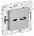 Розетка 2гн USB+USB A+C с/у серебряный механизм 3,1А SK-R14S SKANDY IEK (1/10/100)