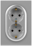Розетка ЭРА Arktik 16-2104-03 двойная с заземлением 2X2P+E Schuko 16А-250В алюминий Розетка ЭРА Arktik 16-2104-03 двойная с заземлением 2X2P+E Schuko 16А-250В алюминий